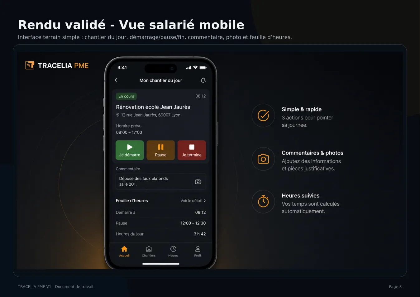 Application pointage salarié chantier PME